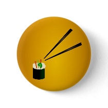 Cute Sushi Roll In Corner With Chopsticks