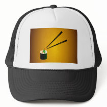Cute Sushi Roll In Corner With Chopsticks