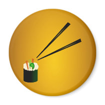 Cute Sushi Roll In Corner With Chopsticks