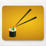 Cute Sushi Roll In Corner With Chopsticks Mousemats