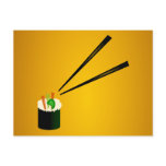 Cute Sushi Roll In Corner With Chopsticks
