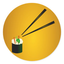 Cute Sushi Roll In Corner With Chopsticks