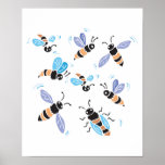 cute swarm of bees posters