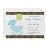 CUTE Sweet Blue Carriage Baby Shower invitations
