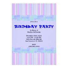 CUTE Sweet Blue Green and Purple Pattern Custom Invitation