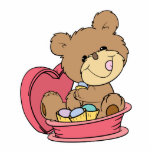 cute sweet little teddy bear eating valentine choc photo sculptures
