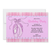 CUTE Sweet Plush Pink Ballerina Birthday Custom Invitations