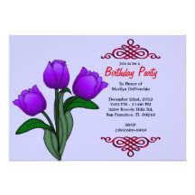 CUTE Sweet Purple Roses With Red Invitations