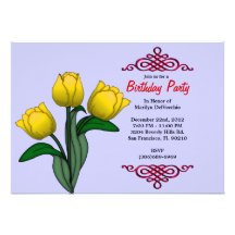 CUTE Sweet Yellow Roses With Red Personalized Announcements