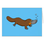 Cute swimming duck-billed platypus greeting cards