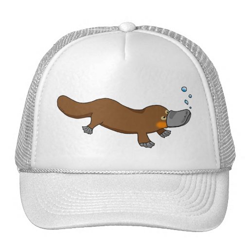 Cute swimming duck-billed platypus mesh hat