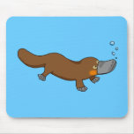 Cute swimming duck-billed platypus mouse pad