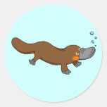 Cute swimming duck-billed platypus stickers