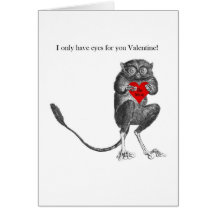Cute Tarsier Bush Baby Valentine Card