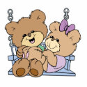 cute teddy bear couple romance on bench swing photo sculptures