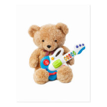 Cute Teddy Bear Guitar Postcard