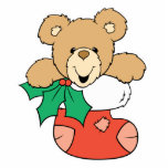 Cute Teddy Bear in Stocking photo sculptures