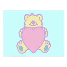 Cute Teddy Bear Love Heart Post Cards