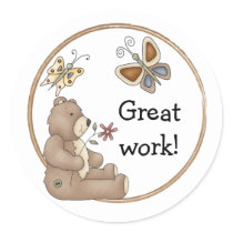 Cute teddy design border round sticker
