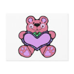 cute teddybear with heart design post card