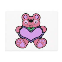 cute teddybear with heart design post card