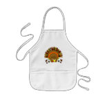 Cute Thanksgiving Turkey with Fall Leaves aprons