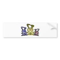 Cute three bunnies digital art bumper sticker