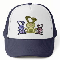 Cute three bunnies digital art trucker hats