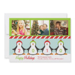 Cute three pictures penguins holiday photo card invitations
