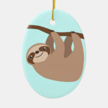 Cute Three-Toed Sloth Christmas Ornament