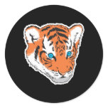 cute tiger cub with blue eyes round stickers