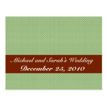 Cute tiny green birds with twisted tail around the post card