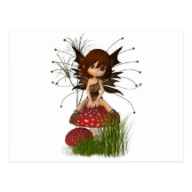 Cute Toon Autumn Fairy and Toadstool Post Cards