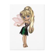 Cute Toon Fairy in Green and Purple Flower Dress