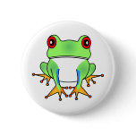Cute Tree Frog Cartoon Button