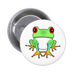 Cute Tree Frog Cartoon Button