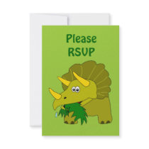 Cute Triceratops Dinosaur Party RSVP Cards Invitations