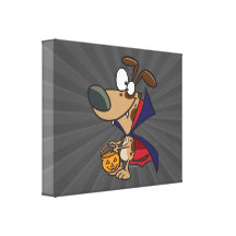 cute trick or treat vampire puppy dog cartoon gallery wrapped canvas