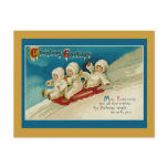 Cute Triplets Sledding Holiday Cards postcards
