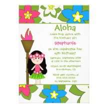Cute tropical hula girls birthday party invitation