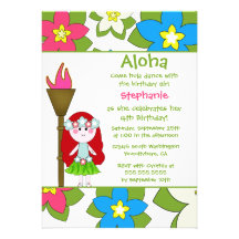 Cute tropical hula girls birthday party invitation
