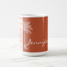 Cute Tropical Orange Plaid Mug