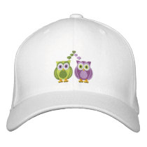Cute True Love Owls Purple and Green Custom Baseball Cap