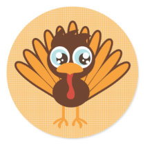 Cute Turkey Round Sticker
