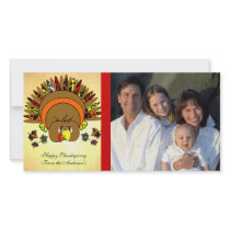 Cute Turkey Thanksgiving Family Photo Card