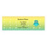 Cute turquoise owl rainbow hearts business card template