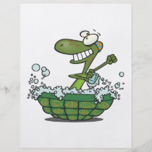 cute turtle bathing in his shell tub scrub a dub full color flyer