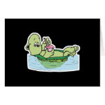 cute turtle drinking milkshake greeting card