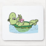 cute turtle drinking milkshake mousepads