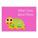 Cute Turtle Personalised Notecard for Kids